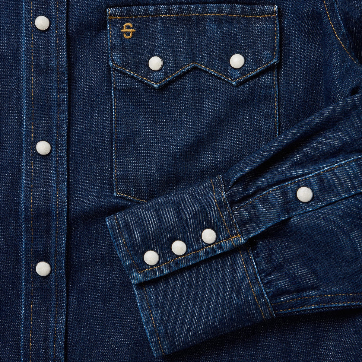 Stetson Men's Raw Denim Snap Long Sleeve Shirt, Denim – cuff detail