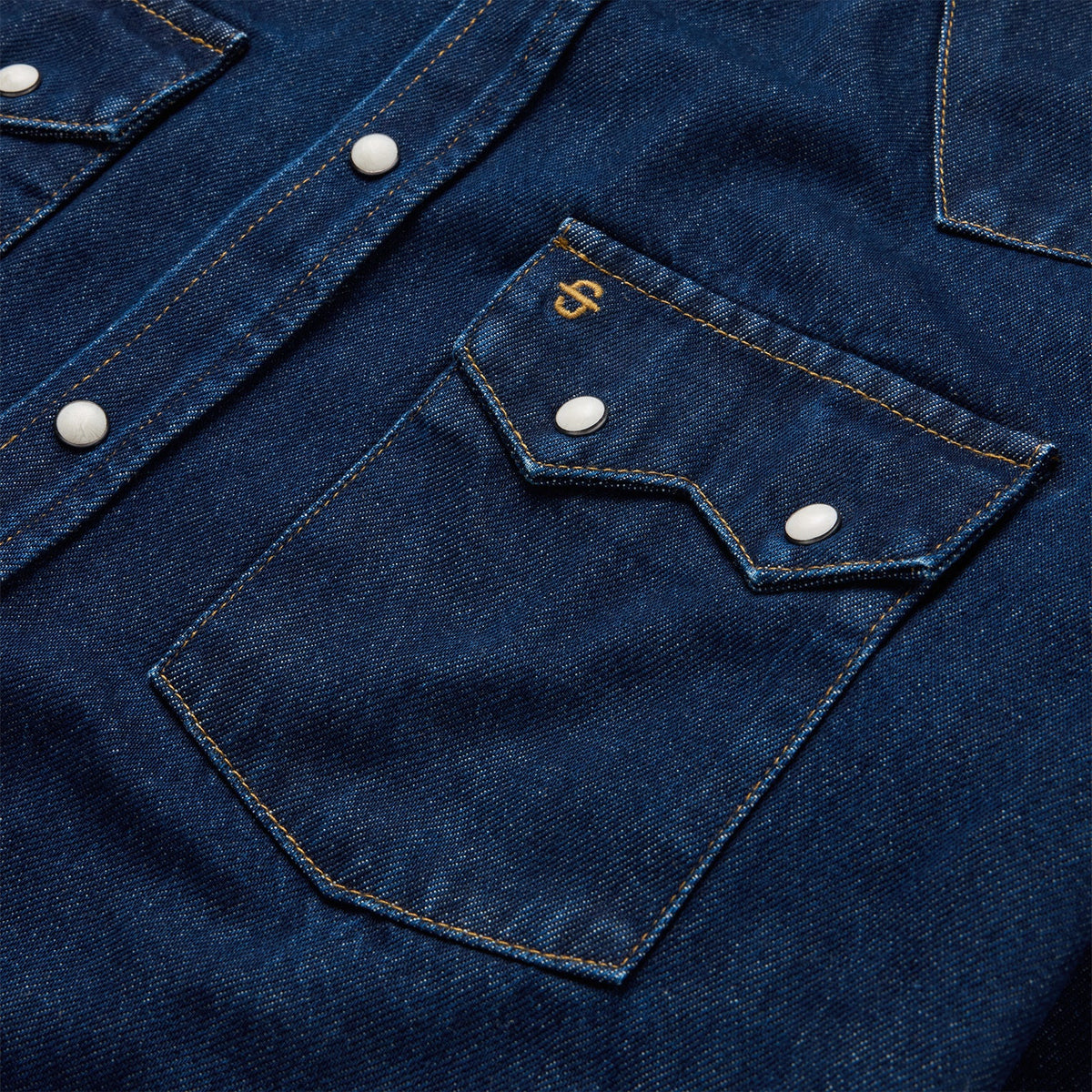 Stetson Men's Raw Denim Snap Long Sleeve Shirt, Denim – pocket detail