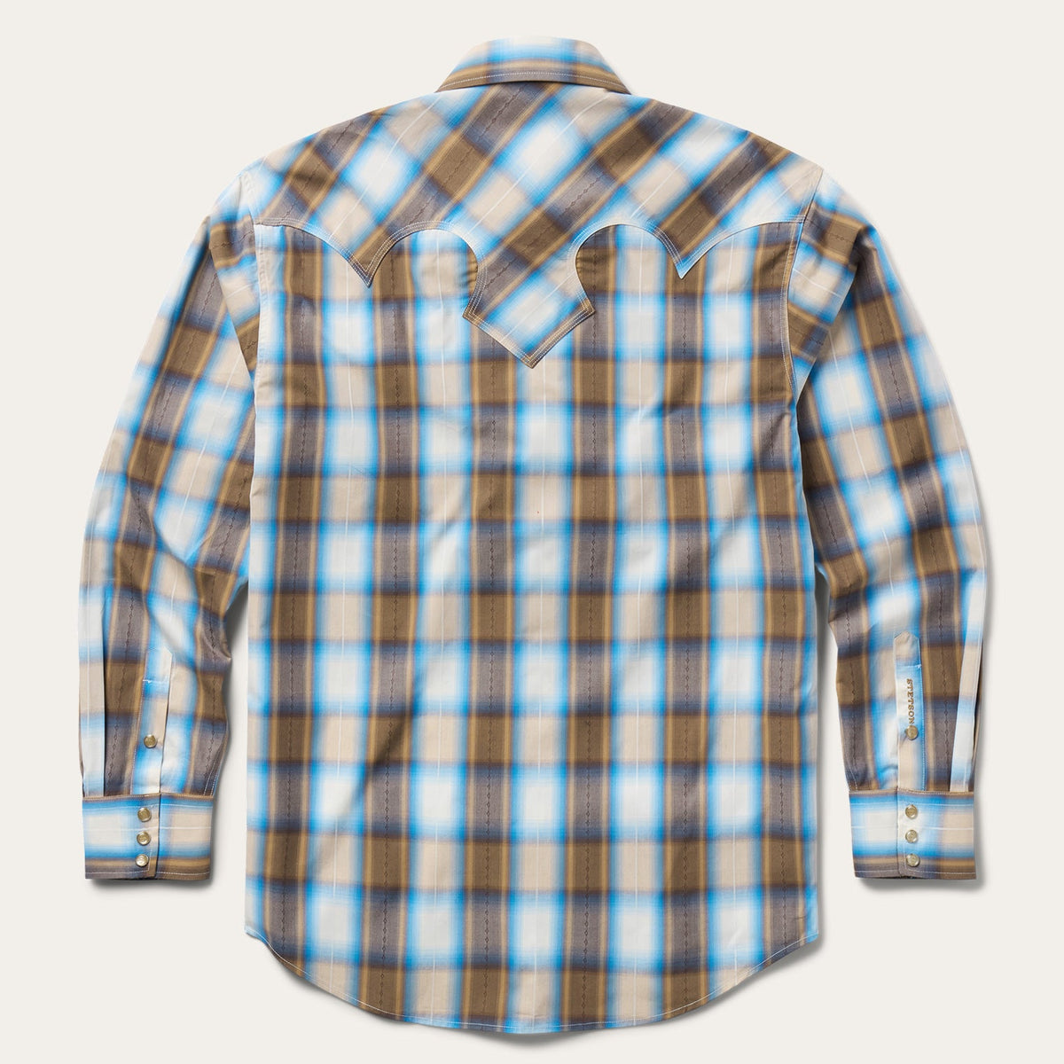 Stetson Men's Sandalwood Ombre Long Sleeve Shirt, Brown – back