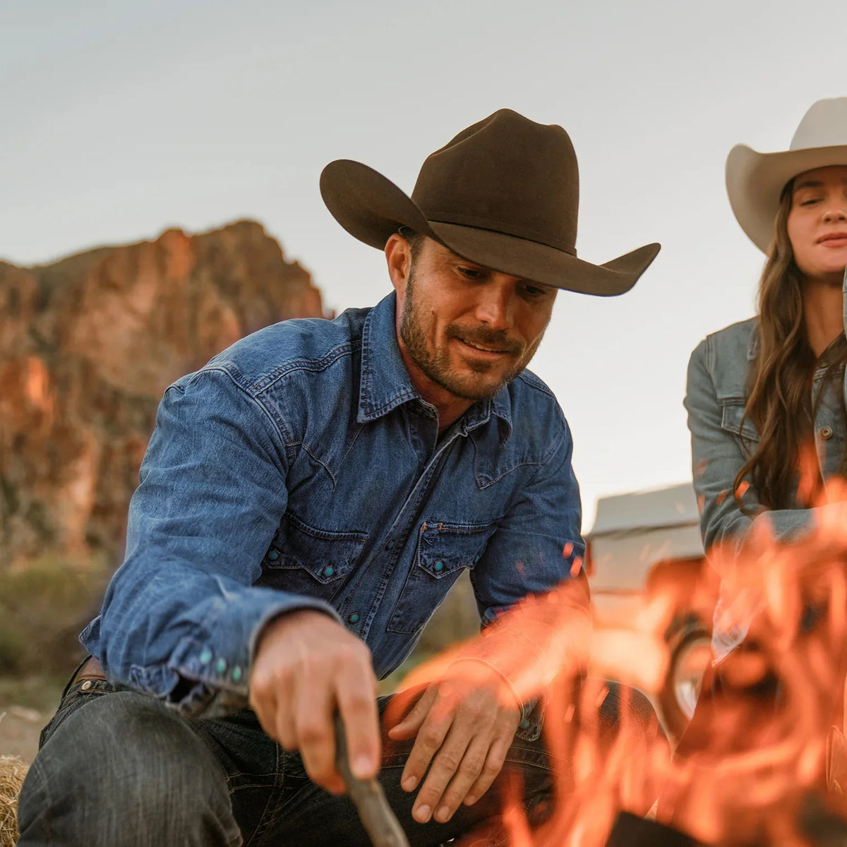 Stetson Men's Turquoise Snap Western Denim Shirt, Blue – lifestyle