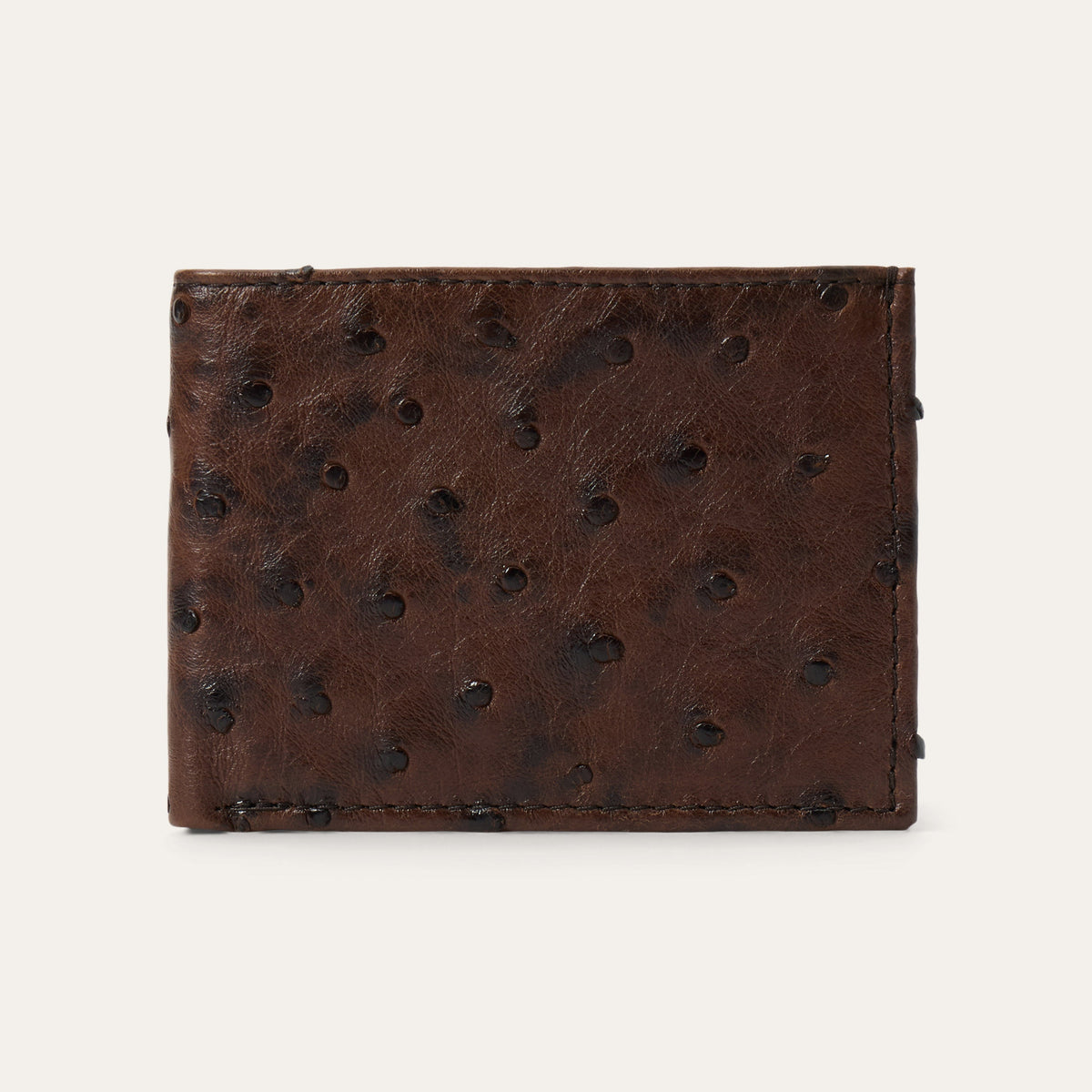Gem Dandy Stetson ostrich leather bi-fold wallet with textured finish, classic design, and multiple card slots.