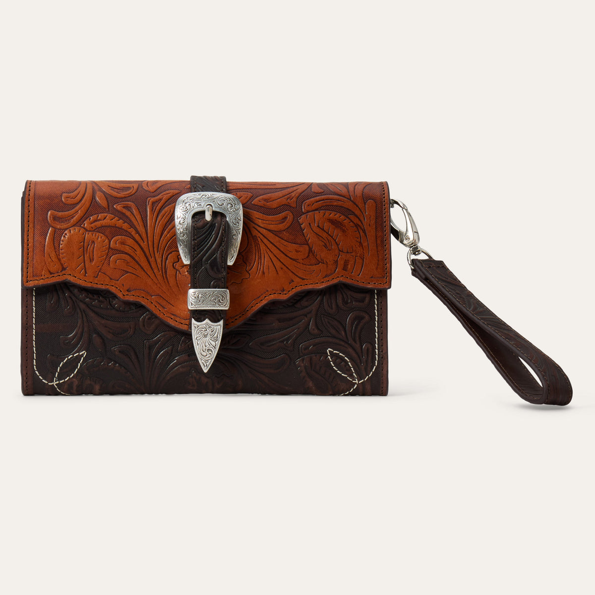 Stetson Tooled Clutch Wallet by Gem Dandy, featuring intricate tooled leather design, compact and stylish for essentials.