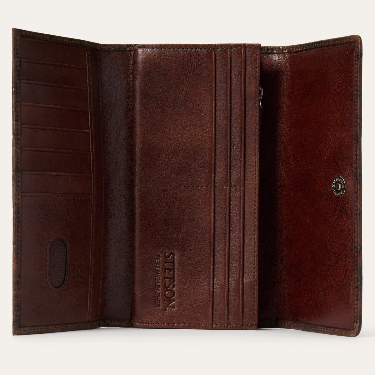 Stetson Women's Croco Embossed Front Flap Wallet, Brown – inside