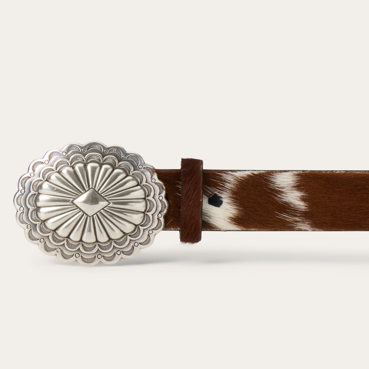 Stetson Women's Hair-On-Hide Southwestern Buckle Belt, Brown/White – buckle