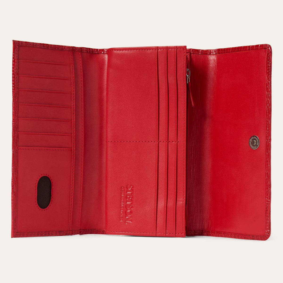 Stetson Women's Lizard Embossed Front Flap Wallet, Red – inside