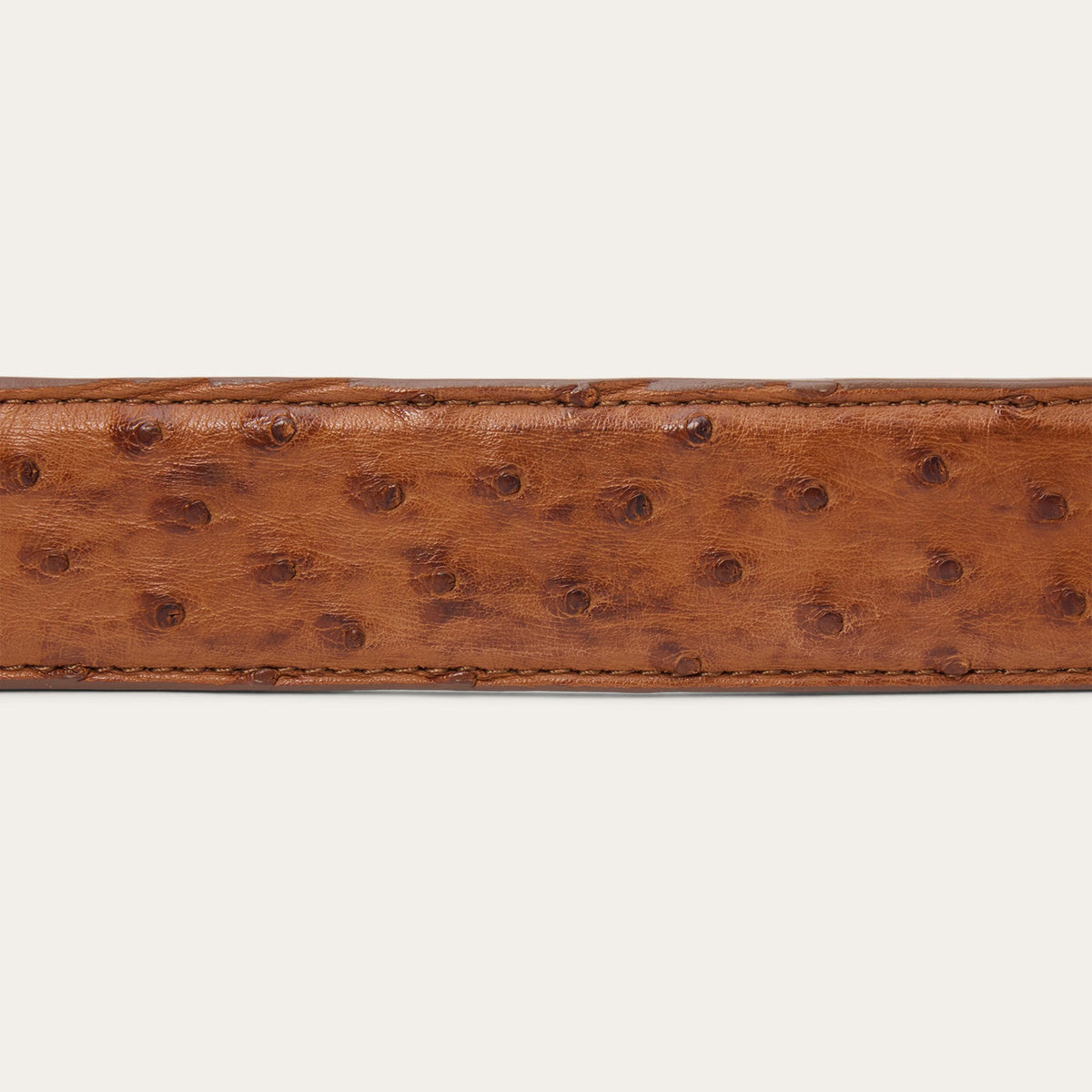 Stetson women's ostrich leather tapered tab belt in antique cognac, featuring a stylish buckle and textured finish.