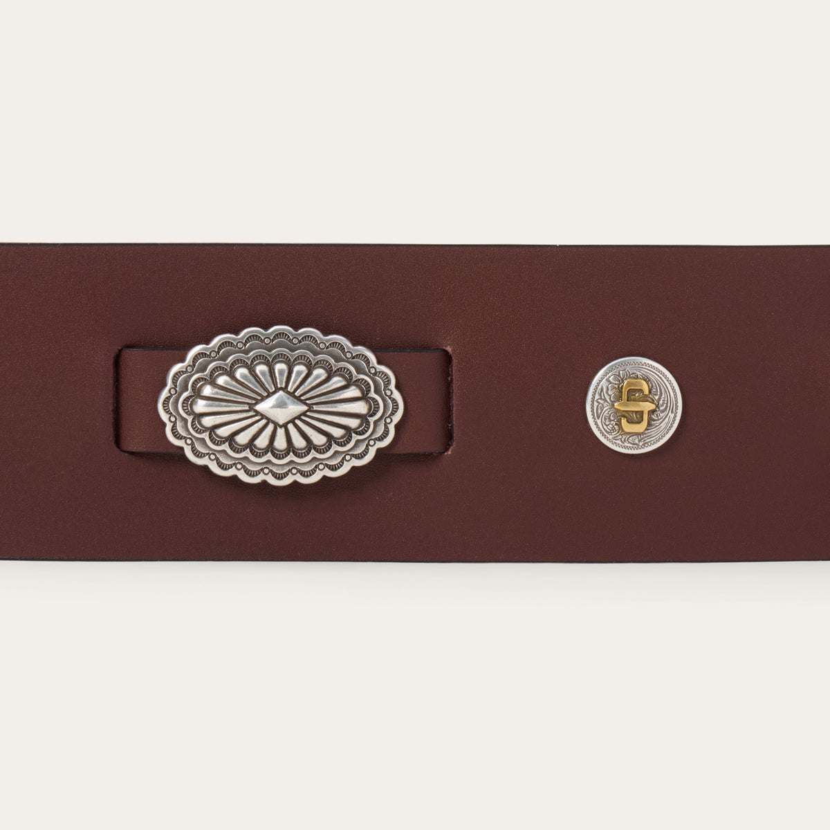 Stetson Women's Southwestern Concho Wide Belt, Brown – concho detail
