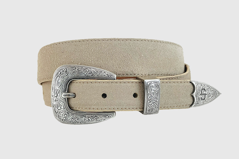 Stetson Women's Suede Tapered Belt, Khaki – front