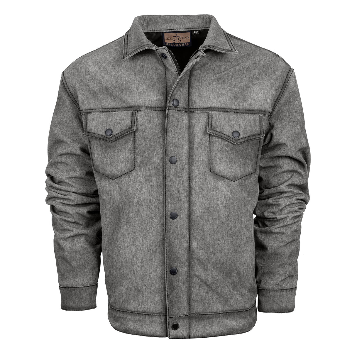 STS Ranchwear Men's Brumby Soft Shell Denim Jacket, Gray – front