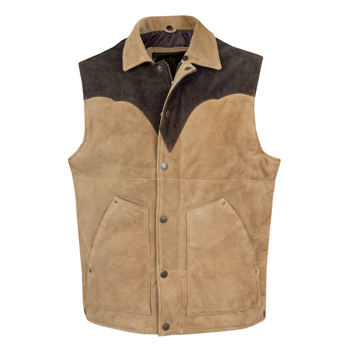 Men's suede leather vest by STS Ranchwear with concealed carry pockets, featuring rugged Western style and durable craftsmanship.