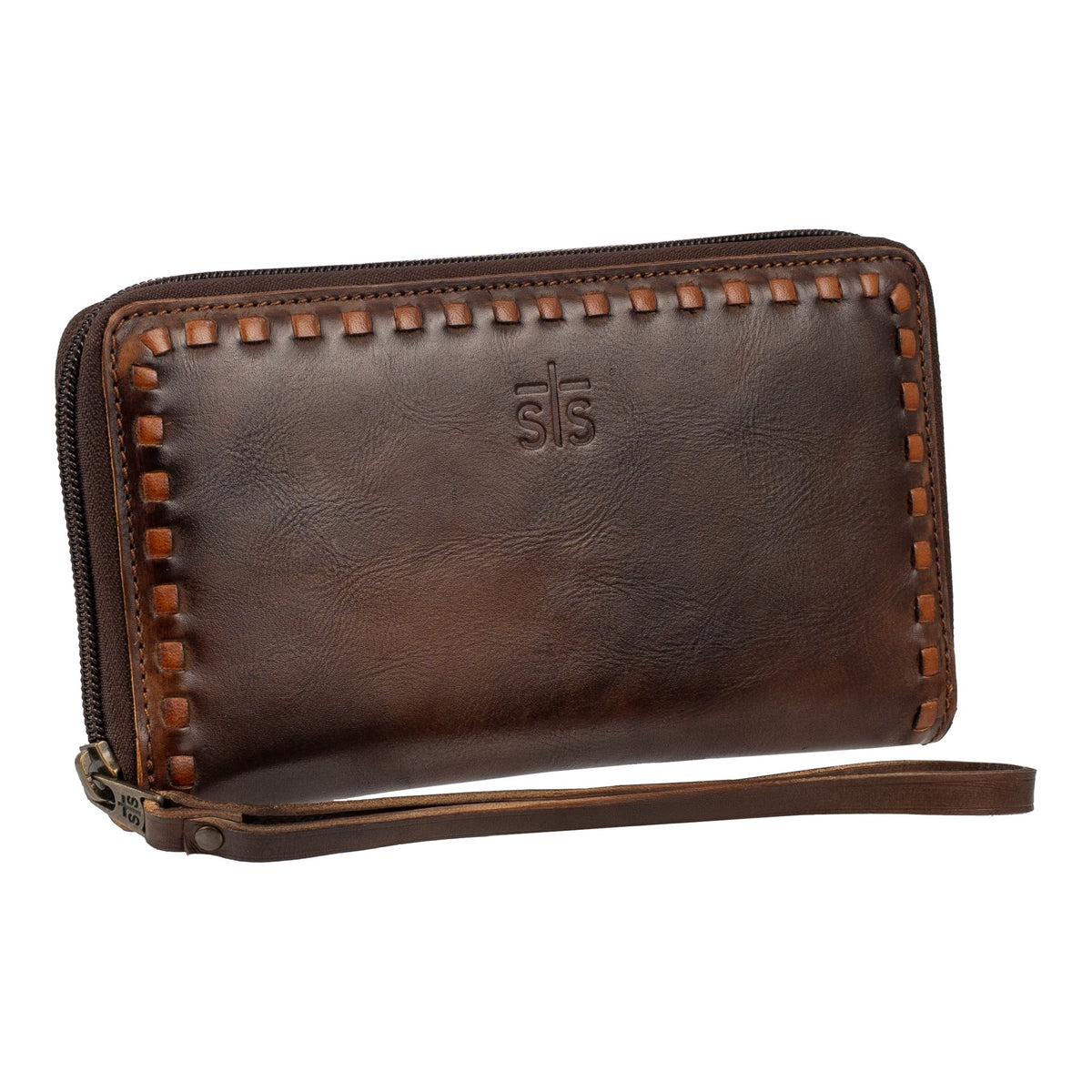 STS Ranchwear Women's Bandera Berkley Bifold Wristlet Wallet, Chocolate – 3-4 front