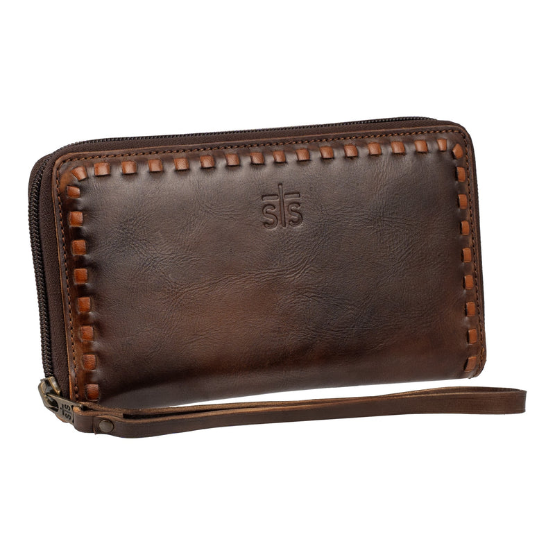 STS Ranchwear Women's Bandera Berkley Bifold Wristlet Wallet, Chocolate – 3-4 front