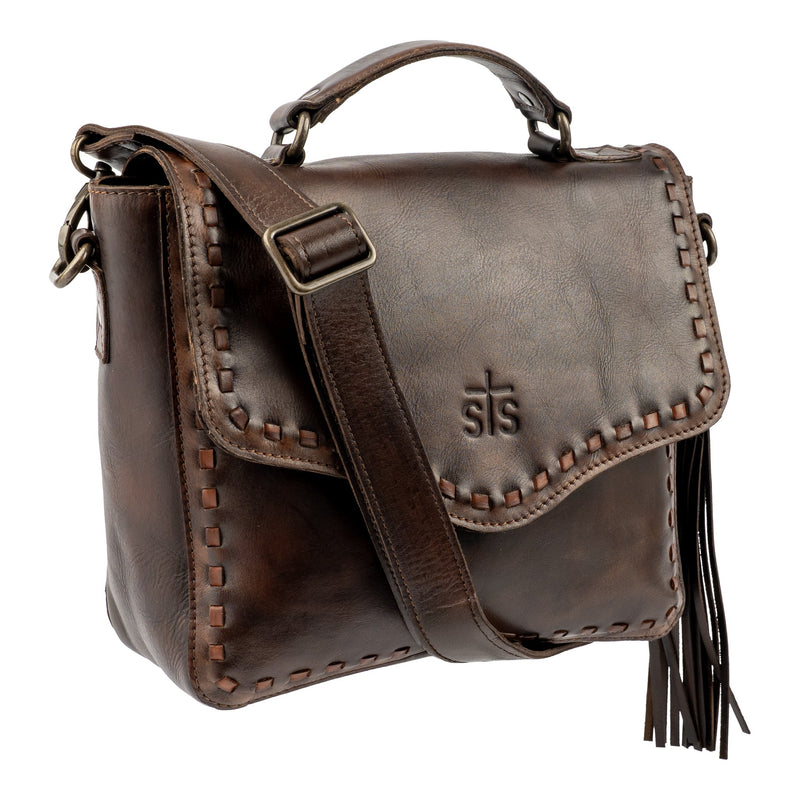 STS Ranchwear Women's Bandera Dakota Crossbody, Chocolate – 3-4 front