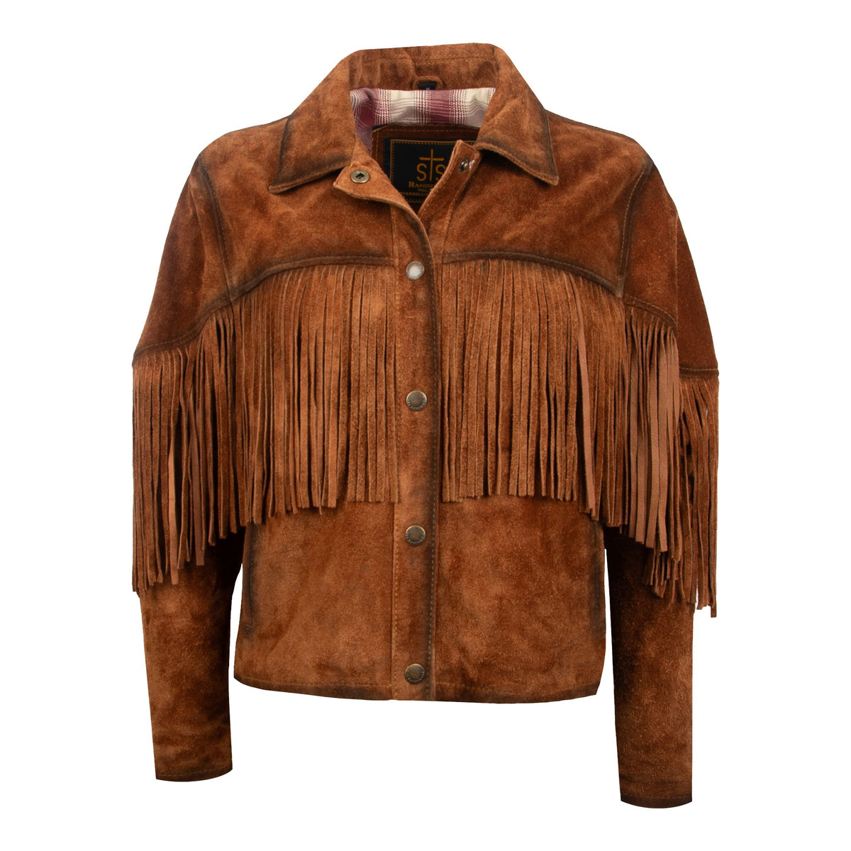 STS Ranchwear Women's Calamity Suede Fringe Jacket, Rust – front