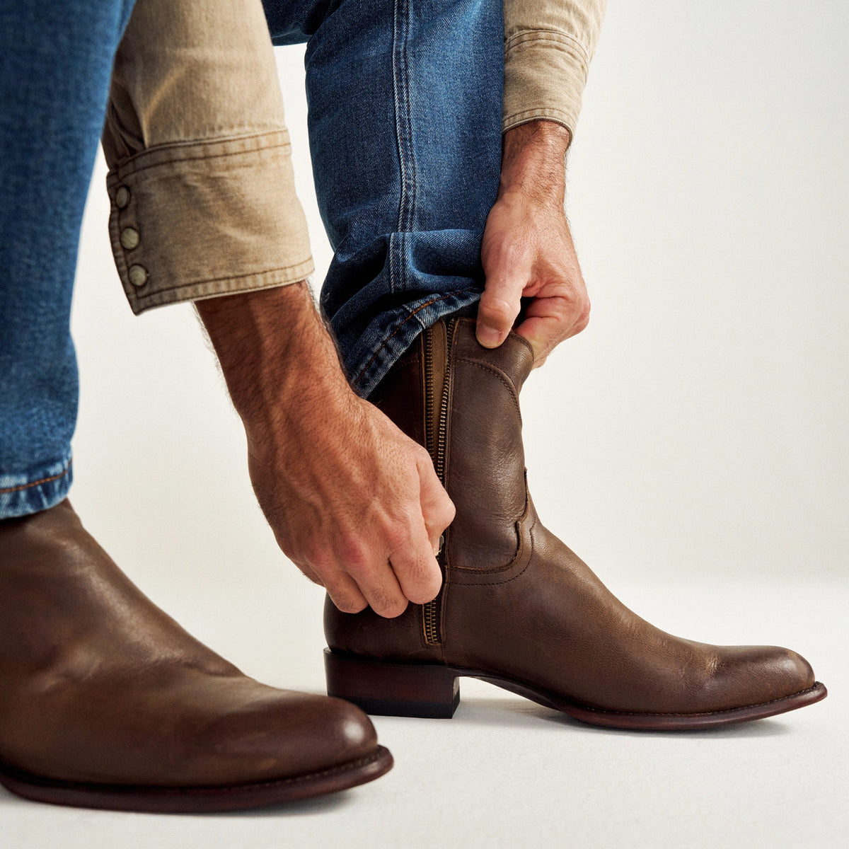 Tecovas Men's The Dean Zip Western Boot, Cafe Goat – lifestyle