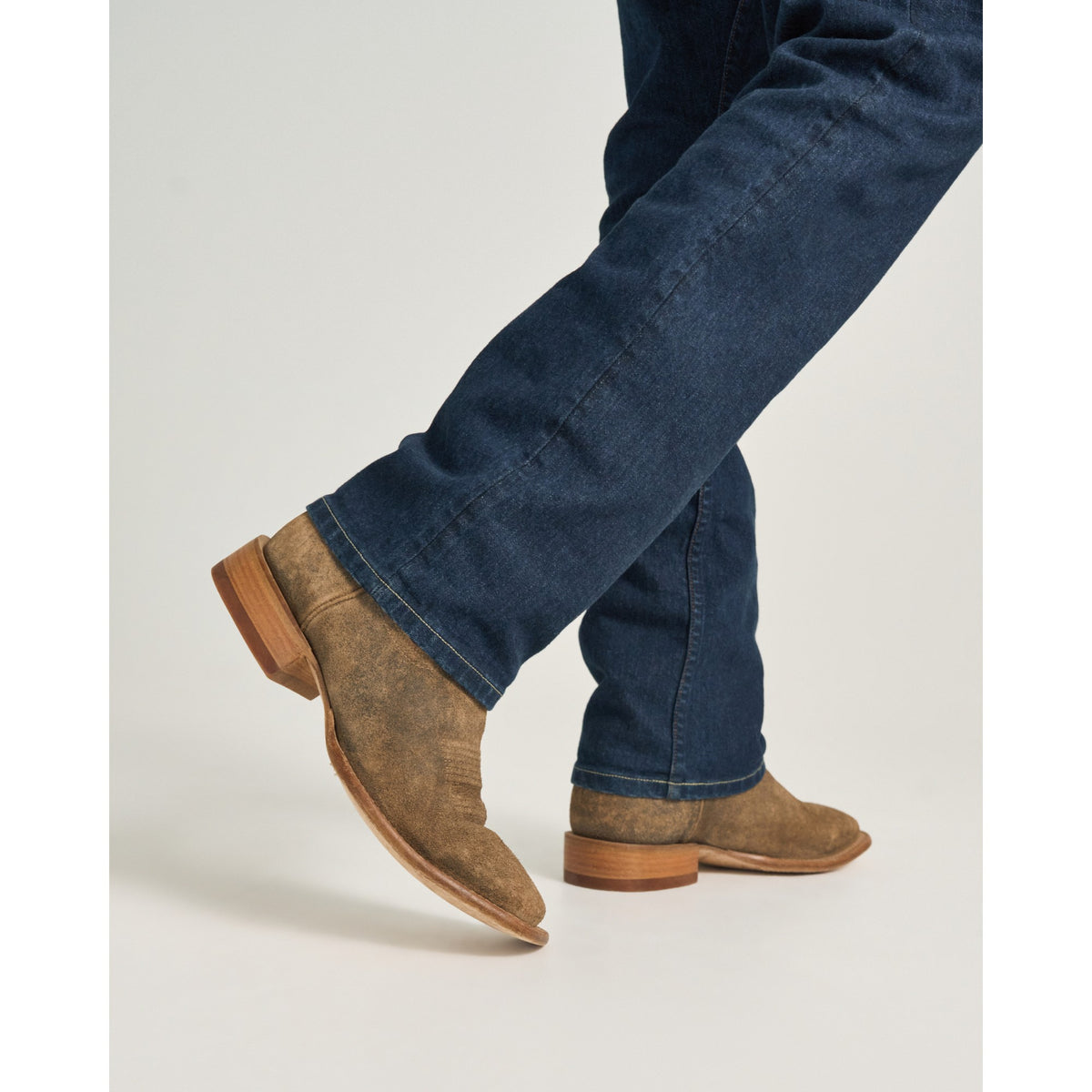 Tecovas Men's The Doc Square Toe Western Boot, Gravel Suede – lifestyle