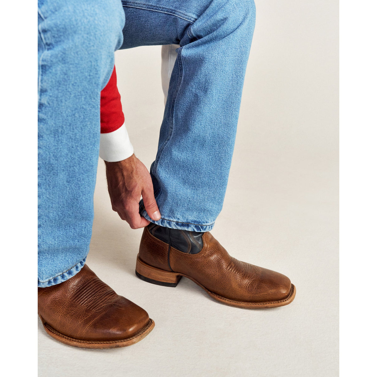Tecovas Men's The Doc Square Toe Western Boot, Tan Bison – lifestyle 2