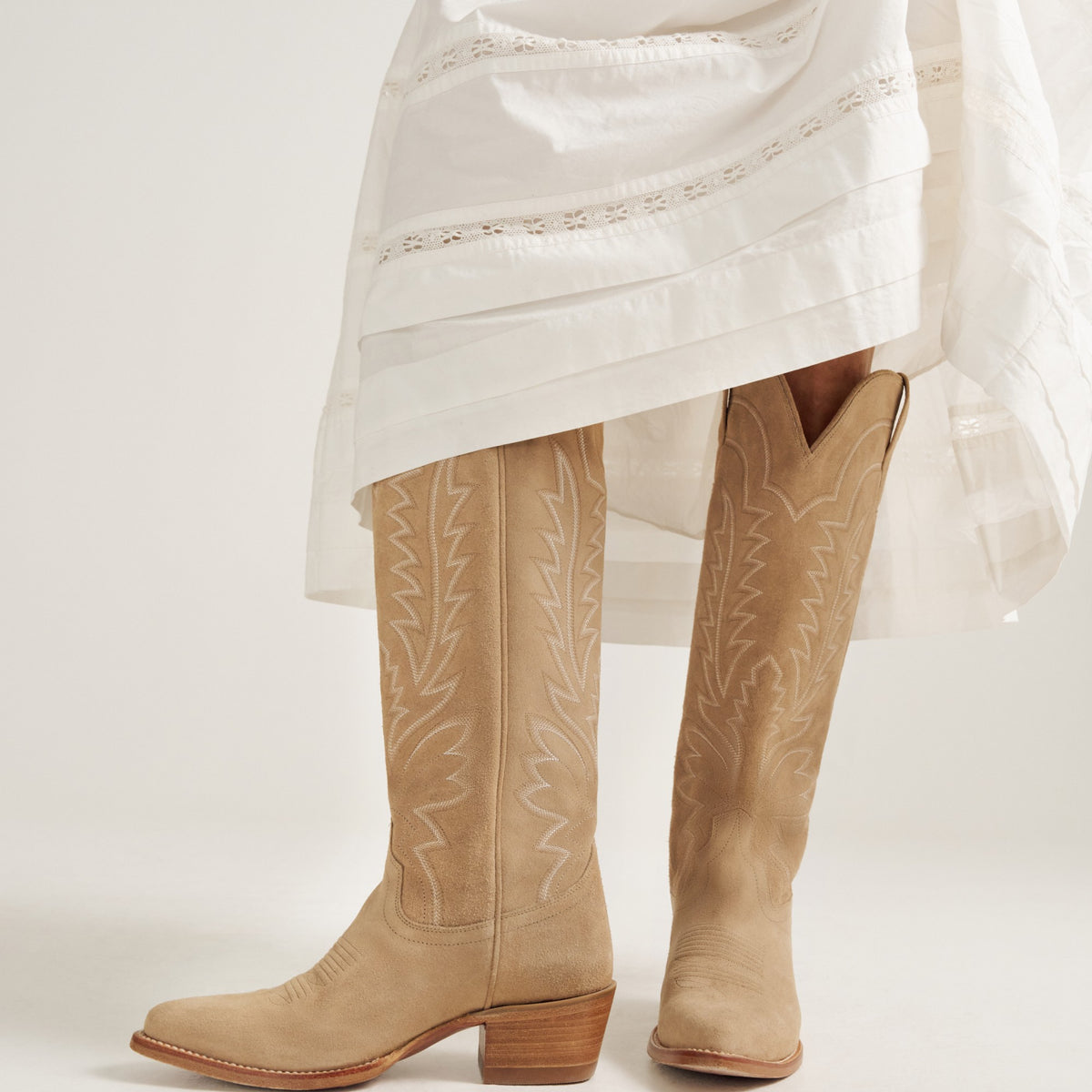 Tecovas Women's The Abby Tall Western Boot, Driftwood Suede – lifestyle 3