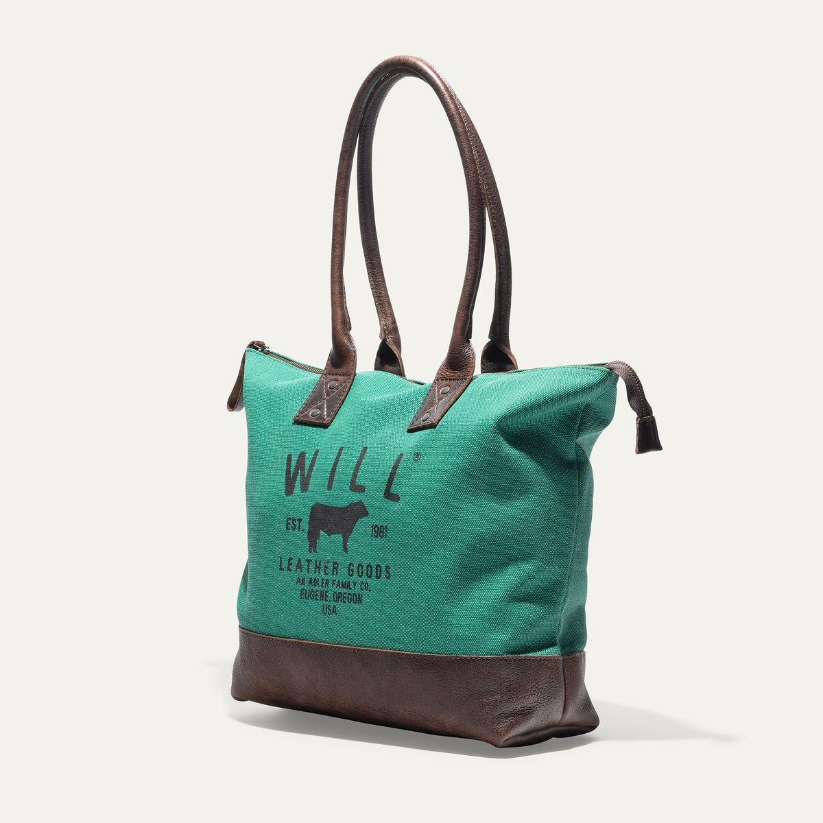 Will Leather Goods The Original Will Utility Tote bag with leather handles and spacious canvas body, suitable for everyday use.