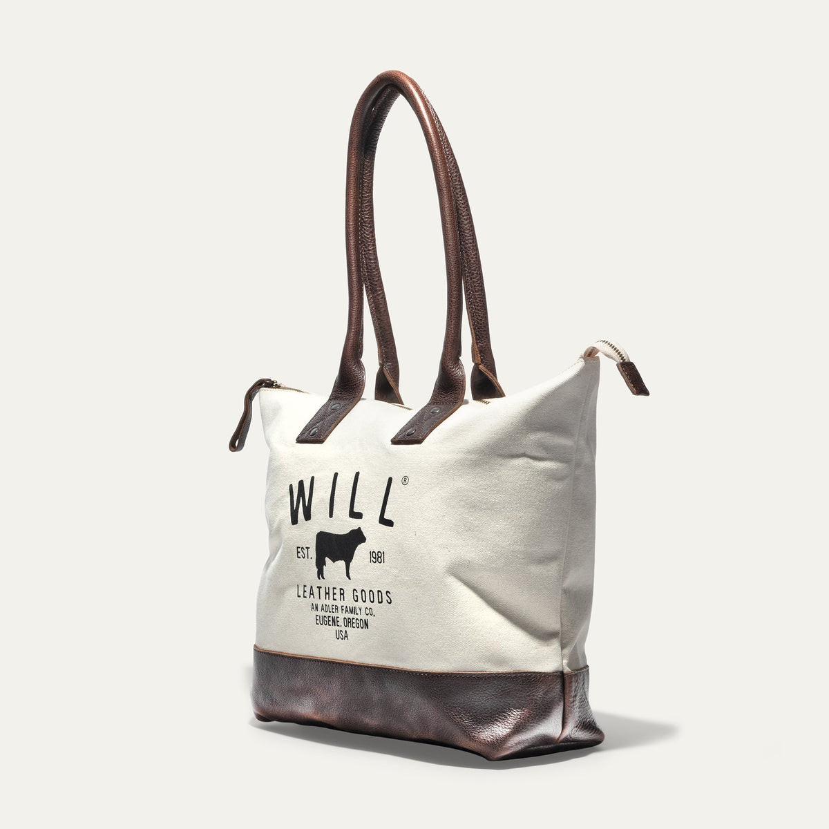 Will Leather Goods Original Will Utility Tote bag in natural canvas with leather handles and spacious interior.