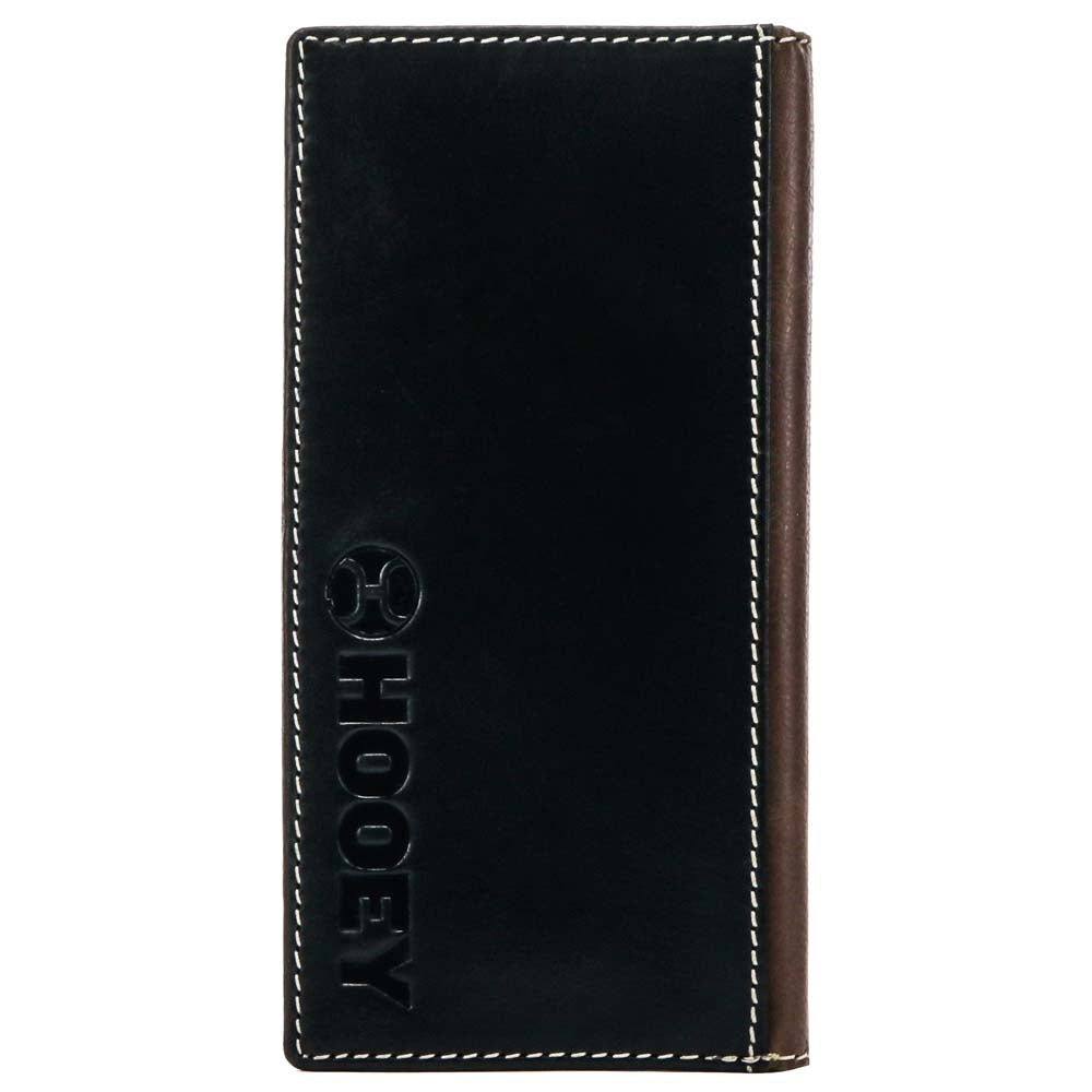 Hooey Tonkawa Rodeo wallet in brown and black with ivory Aztec pattern, showcasing detailed Western-inspired design.