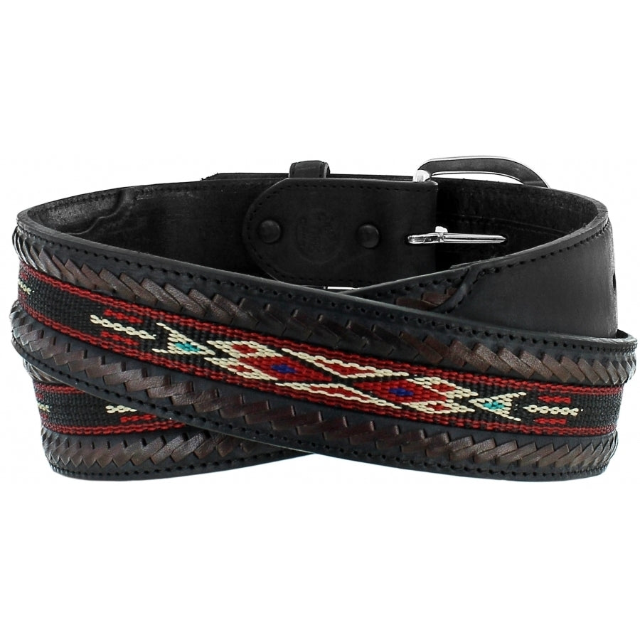 Tony Lama laced edge horse hair ribbon belt, leather details, stylish western accessory for men and women.