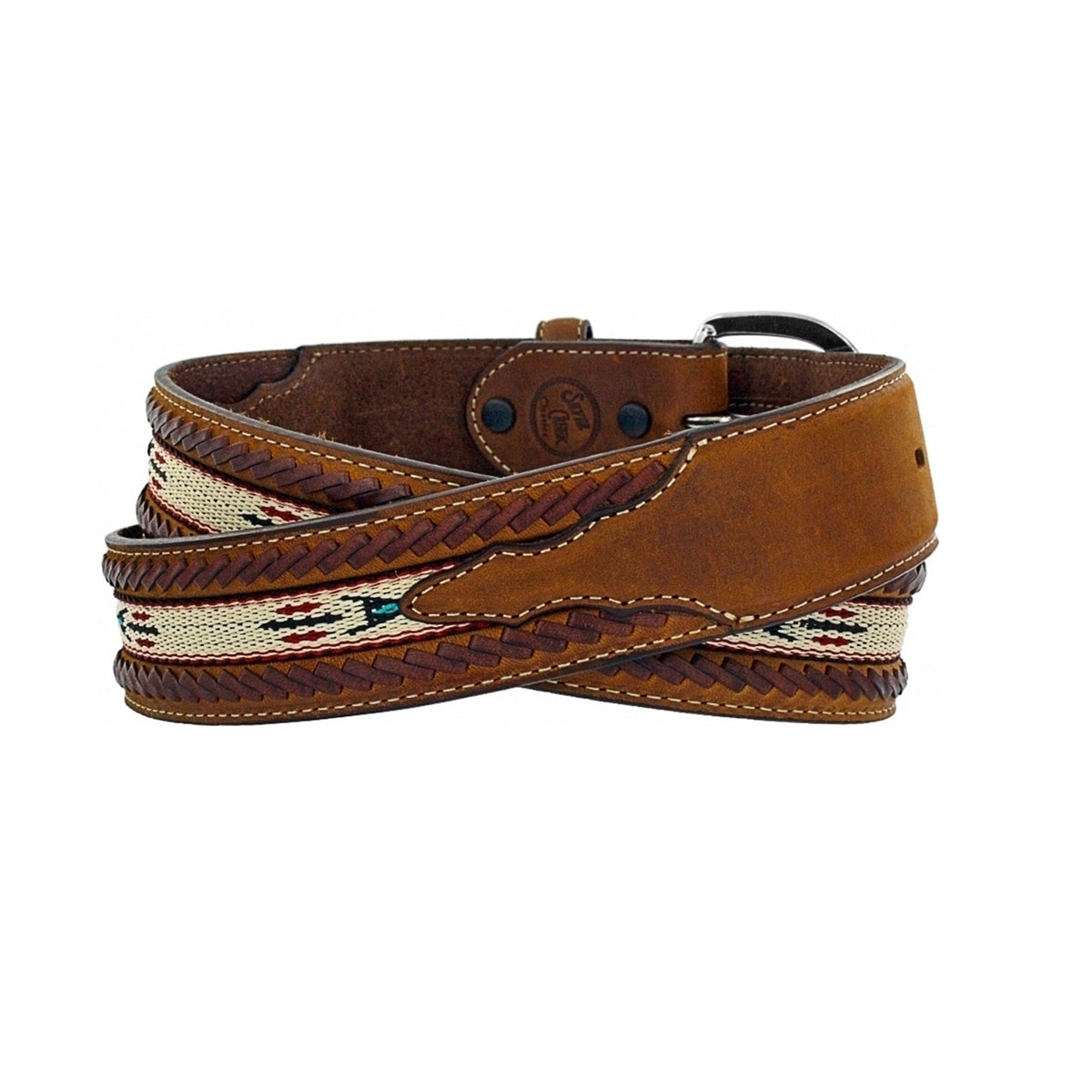 Tony Lama laced edge horsehair ribbon belt by Leegin, featuring detailed laced design and sleek style.