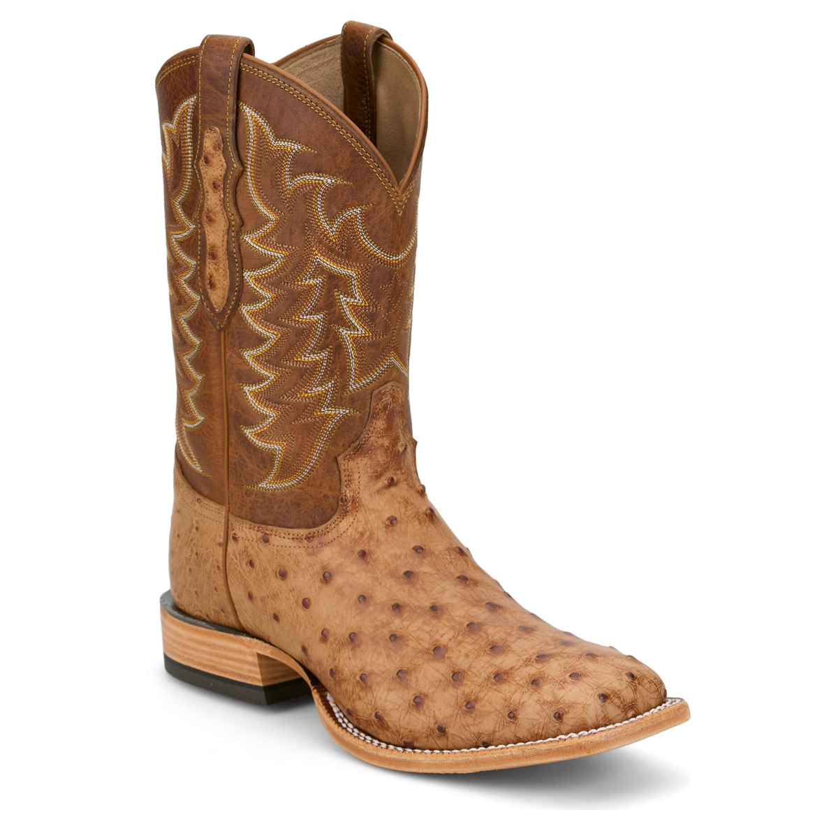Tony Lama Men's Juan 11" Full Quill Ostrich Western Boot, Brown – 3/4 front