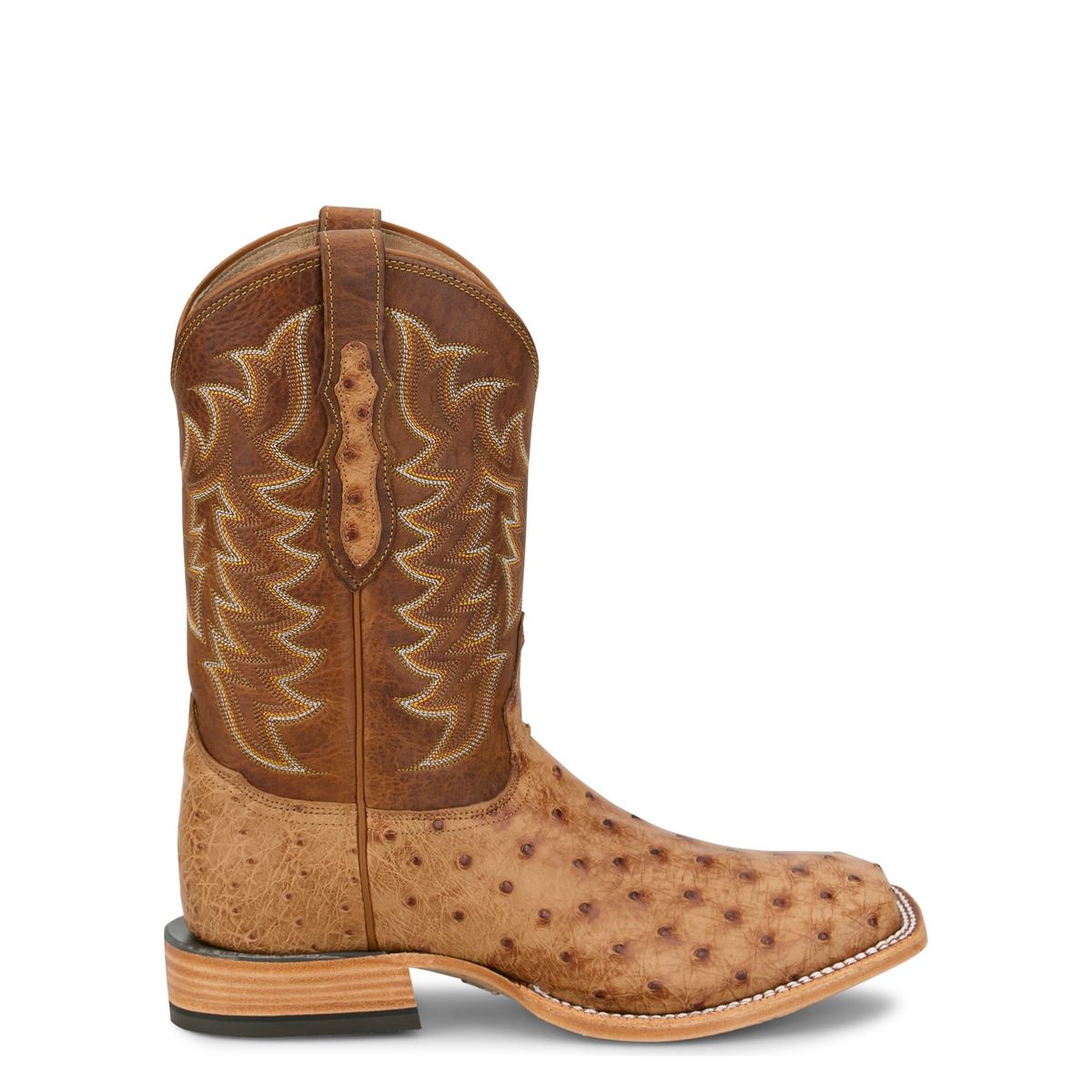 Tony Lama Men's Juan 11" Full Quill Ostrich Western Boot, Brown – side