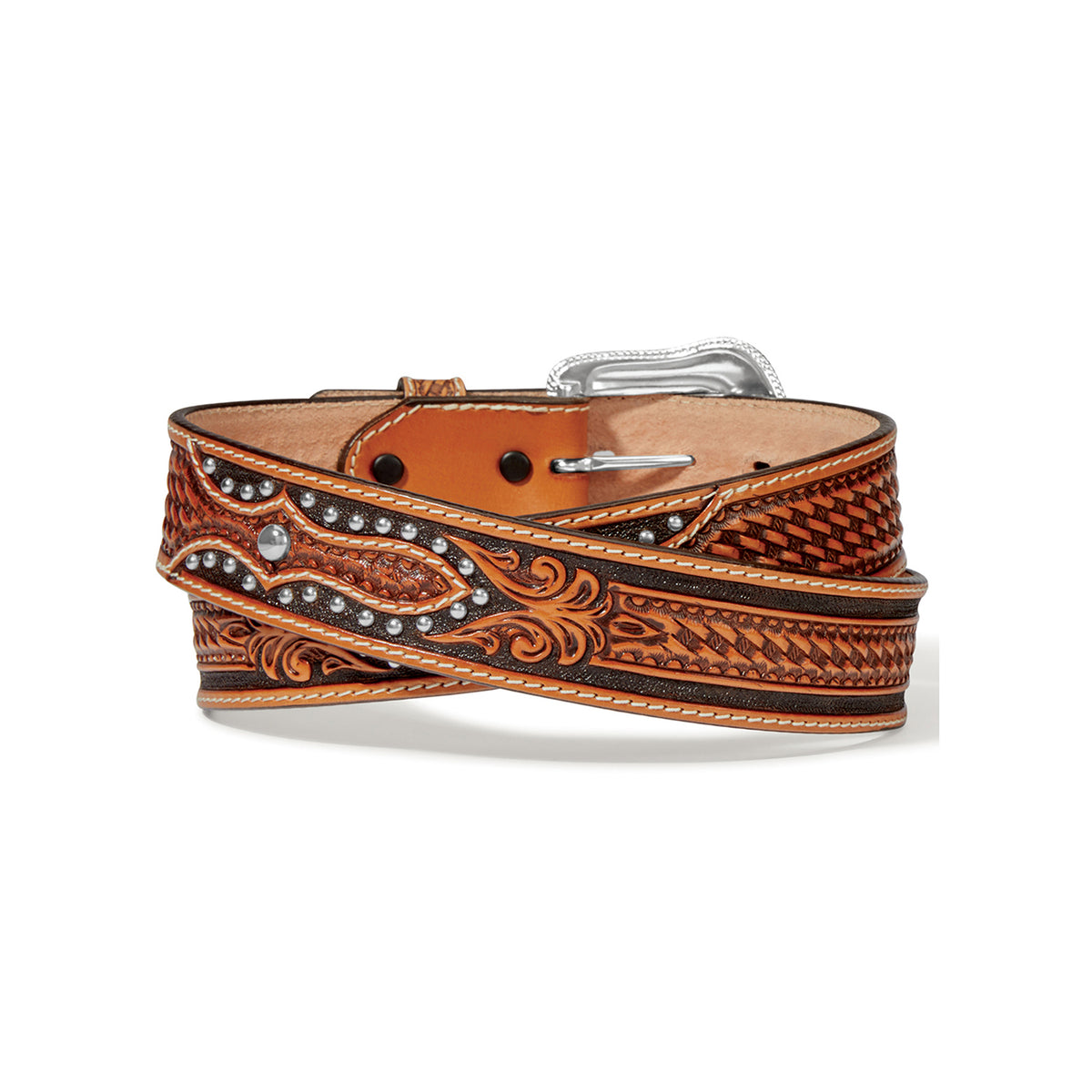 Tony Lama Ringo belt by Leegin, featuring Western style with intricate tooling and buckle detail, made of high-quality leather.