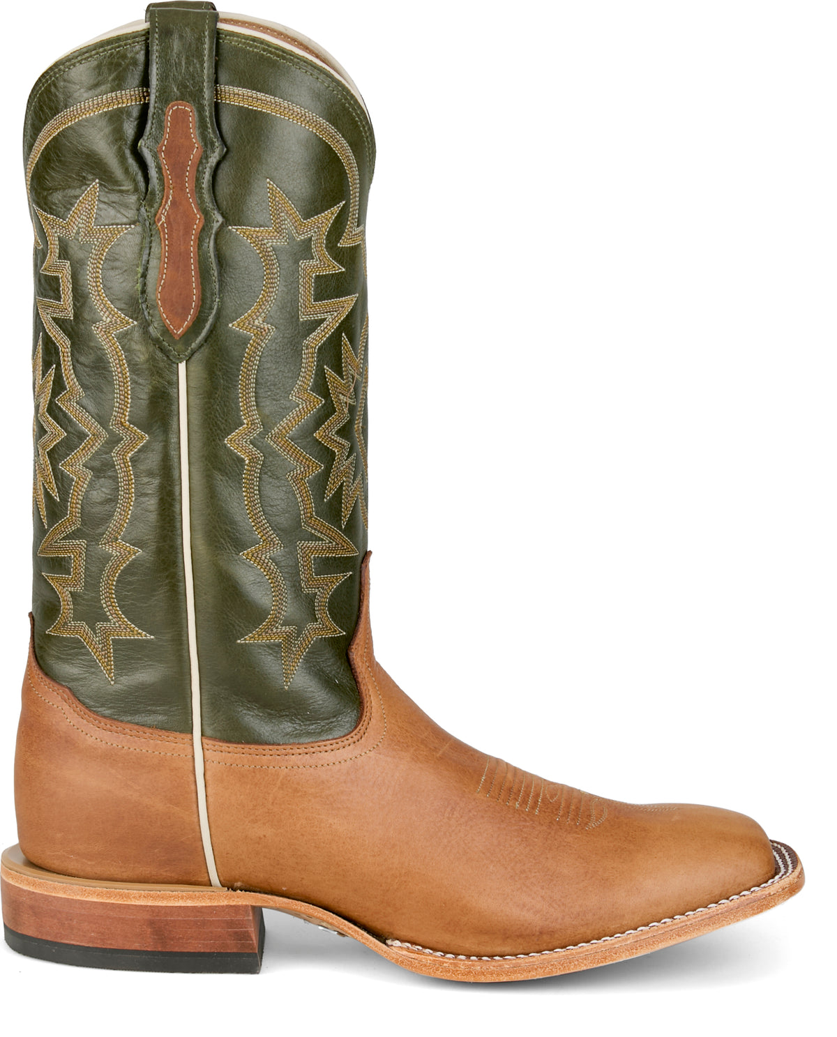 Tony Lama Men's Samuel 13-inch tan cowboy boots with leather construction and decorative stitching.