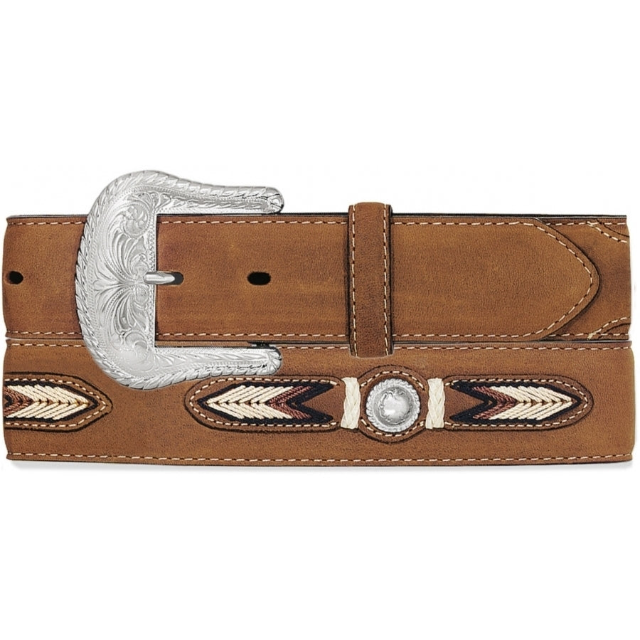 Leegin Tony Lama Sierra Madre belt in leather with intricate Western-style tooling and silver buckle detail.