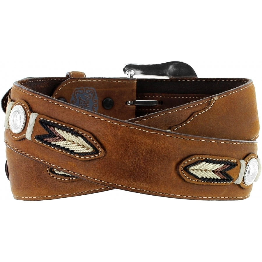 Leegin Tony Lama Sierra Madre Belt in leather with decorative stitching and buckle, style no. 7719L, for western or casual wear