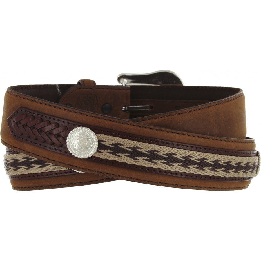 Tony Lama The Duke center applique belt by Leegin, featuring detailed leather design and western-style craftsmanship.