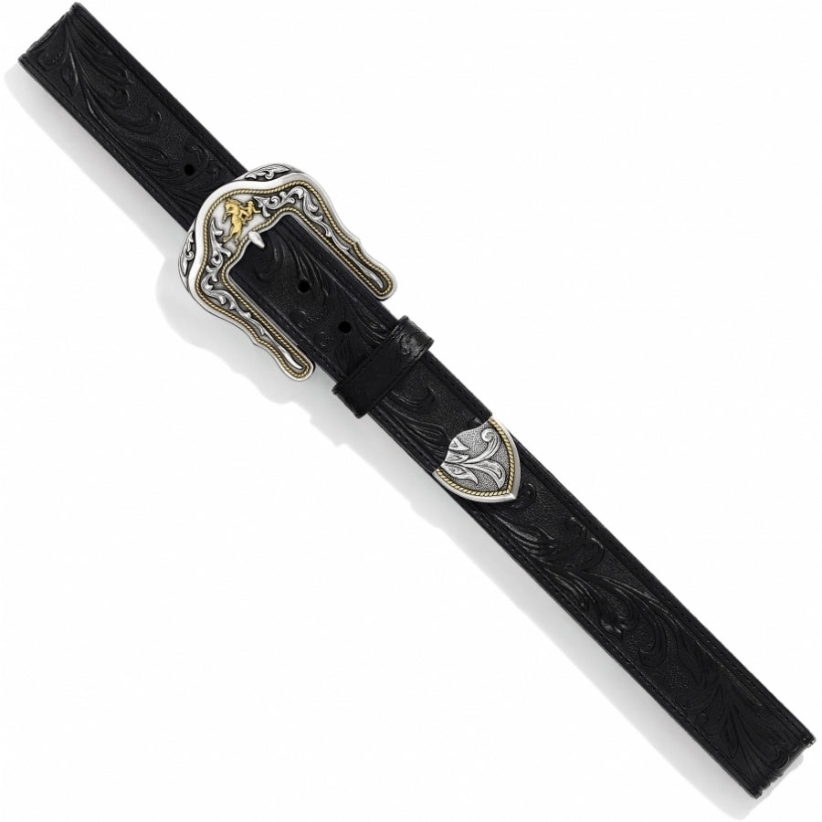 Leegin Tony Lama Westerly Ride Belt in brown leather with western-style stitching and metal buckle, casual western belt for men.