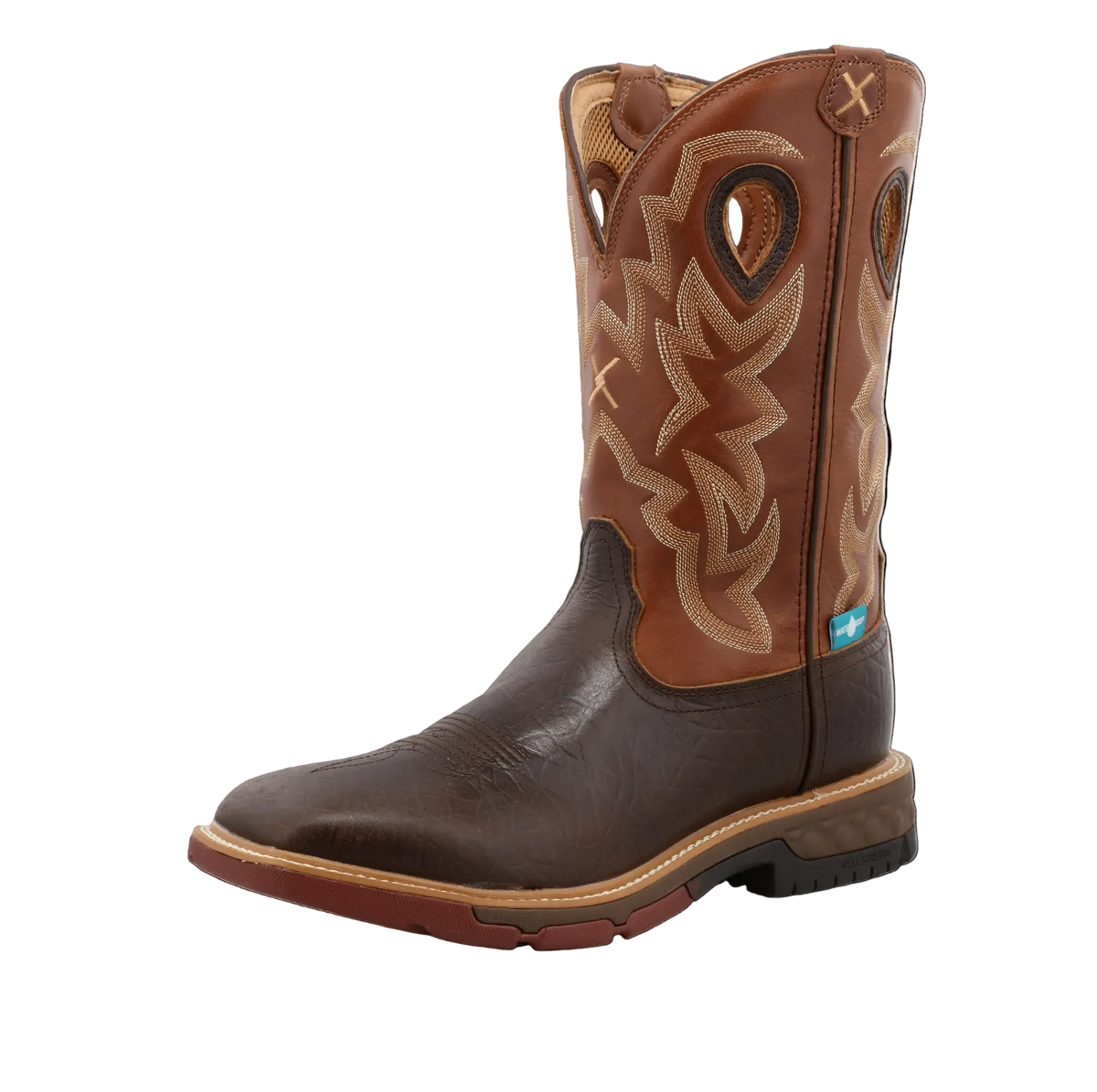 Twisted X Men's 12" Waterproof Western Work Boot, Smokey Chocolate & Spice – 3-4 front