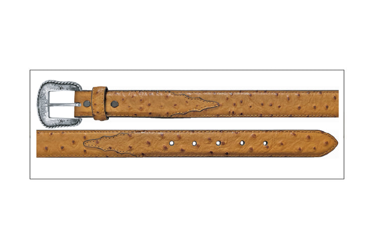 Wrangler Boys' Ostrich Print Belt, Tan – full length