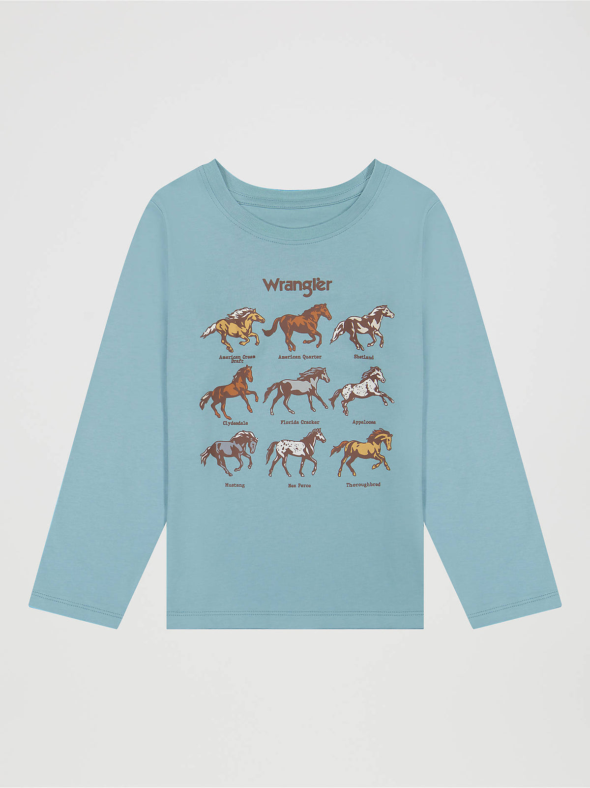 Wrangler Girls' Long Sleeve Cowgirl First Graphic Tee - Blue - front view