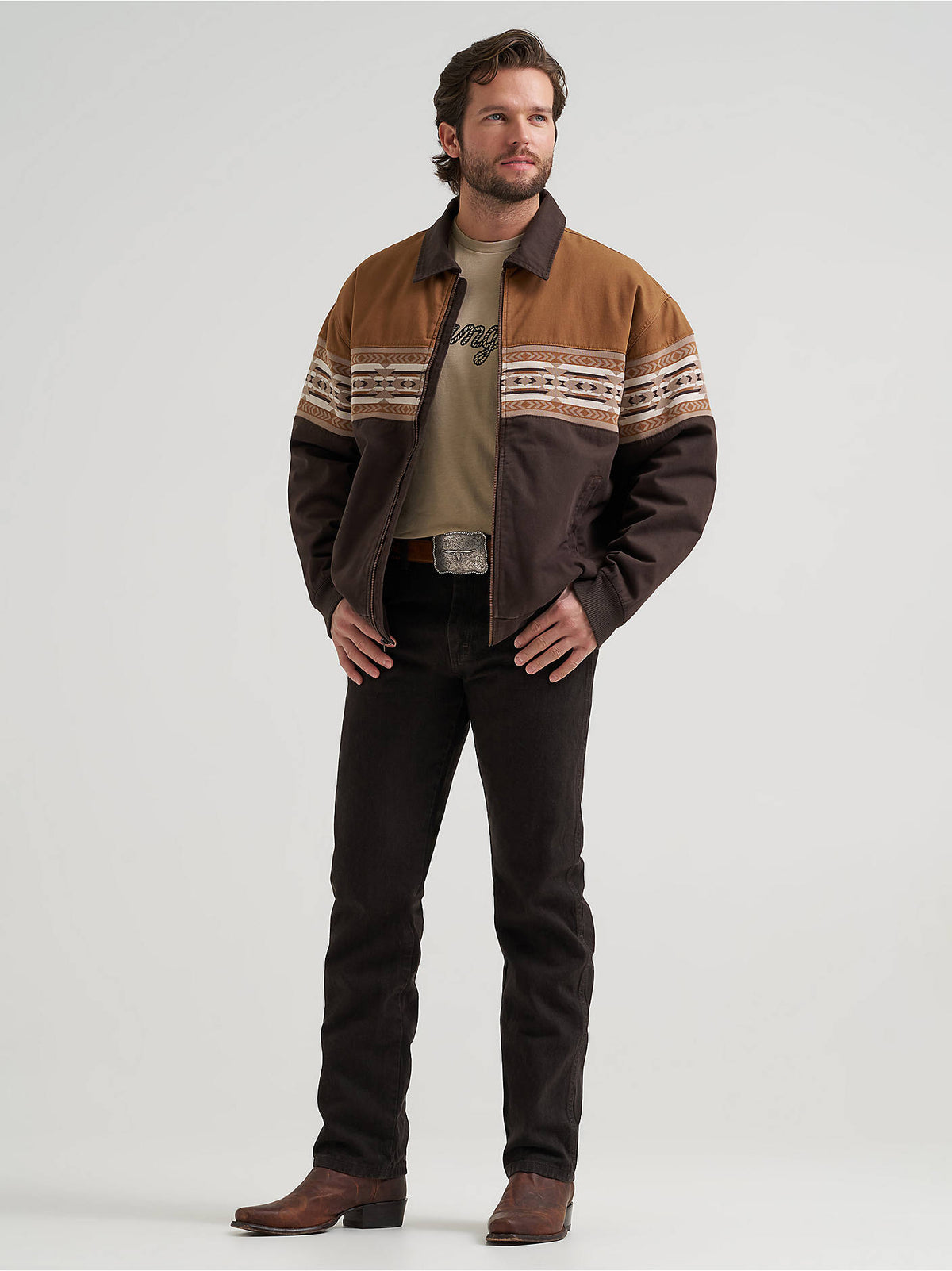 Wrangler® Checotah® Bomber Jacket in Chocolate Torte, studio product shot.