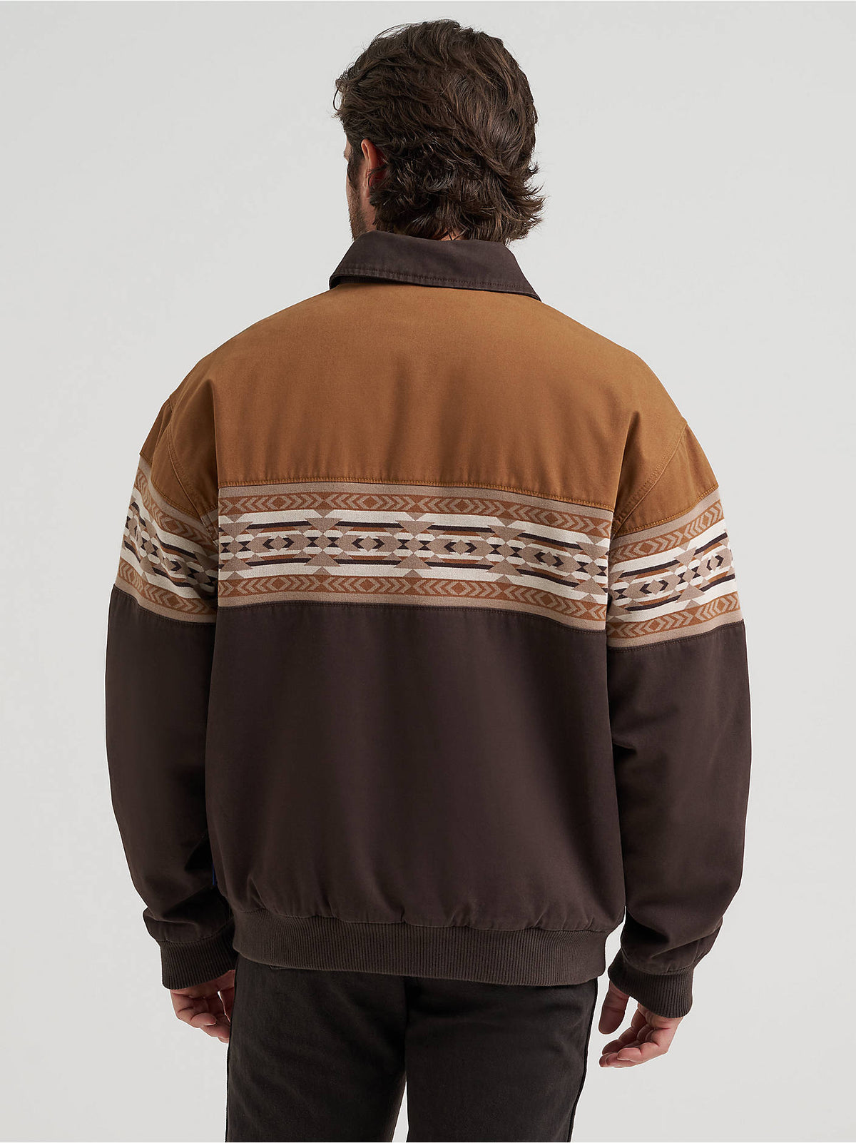 Wrangler® Checotah® Bomber Jacket in Chocolate Torte, detail view.