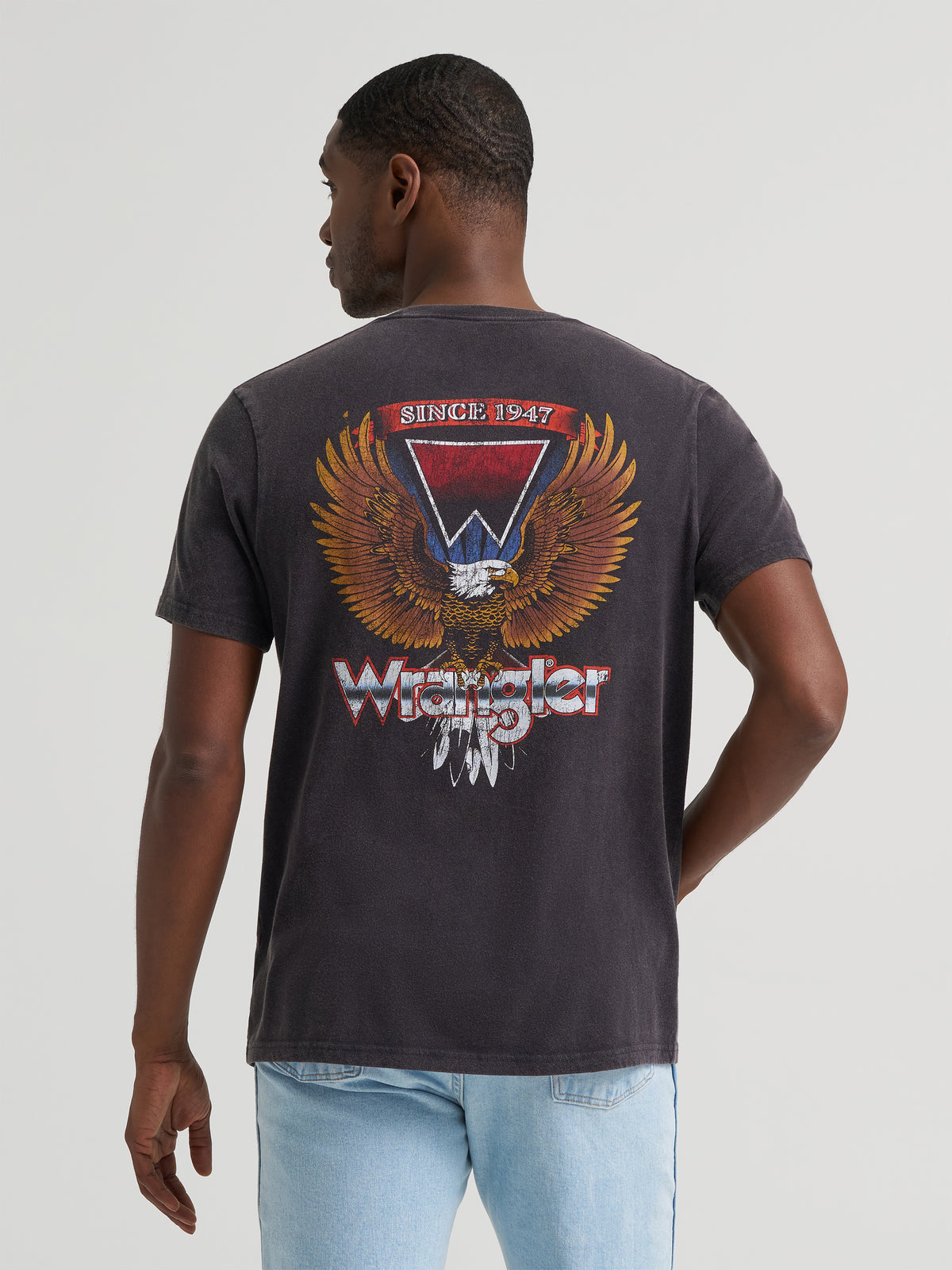 Wrangler Men's Graphic Short Sleeve T-Shirt - Regular Fit, Black Beauty – back