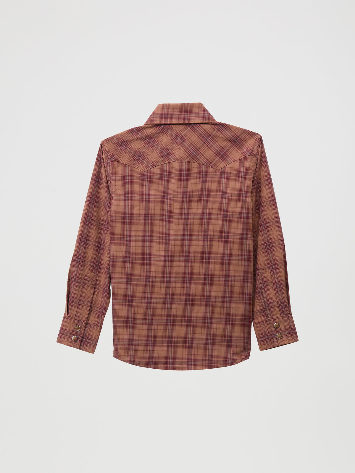 Wrangler Boys' Retro Long Sleeve Snap Shirt, Brown – back