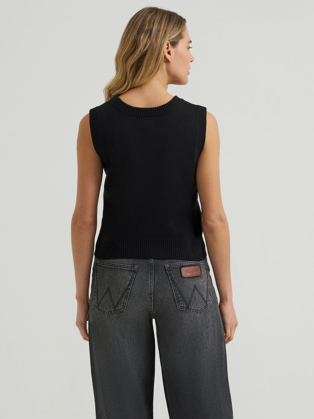 Wrangler Retro Women's Punchy Sweater Vest, Black – back