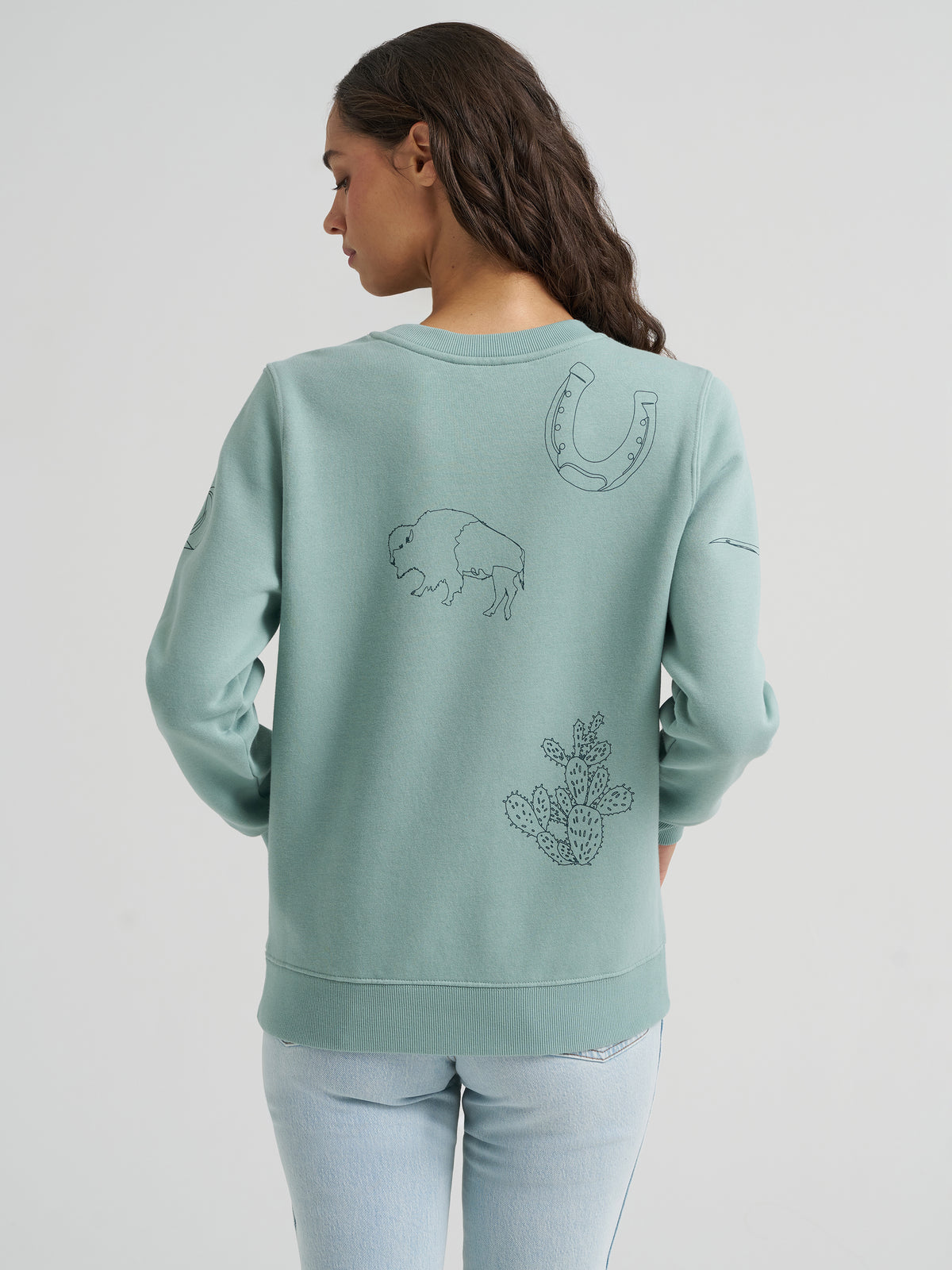 Wrangler Retro Women's Punchy Sweatshirt Crew, Blue – back
