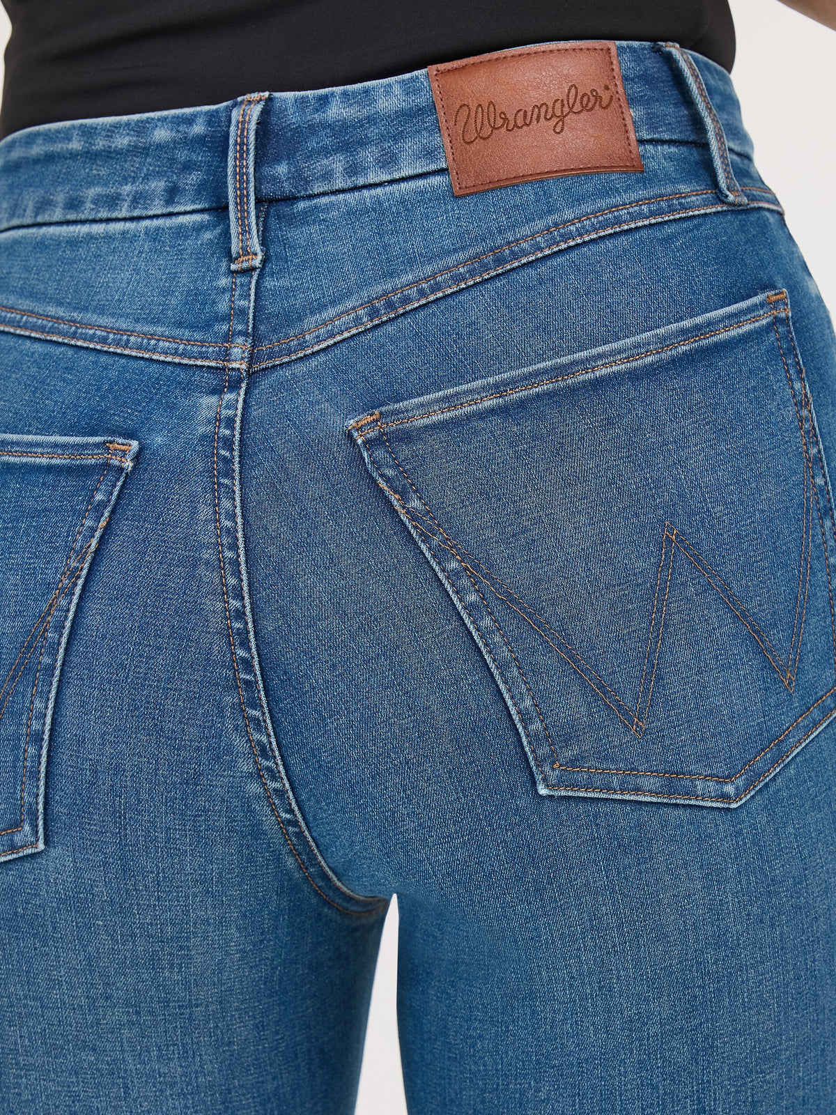 Wrangler Women's Bespoke High Rise Bootcut Jean, Denim – back pocket detail
