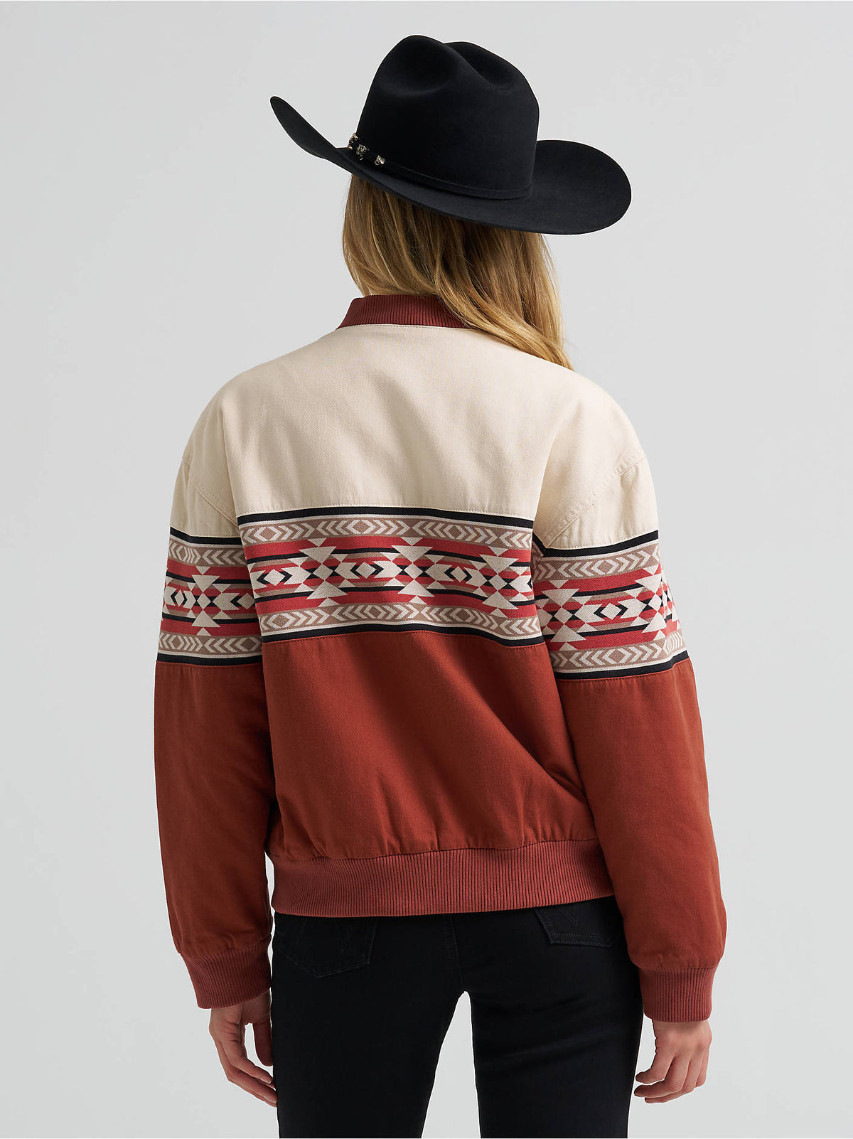 Wrangler® Checotah® Bomber Jacket in Cream Slice, detail view.