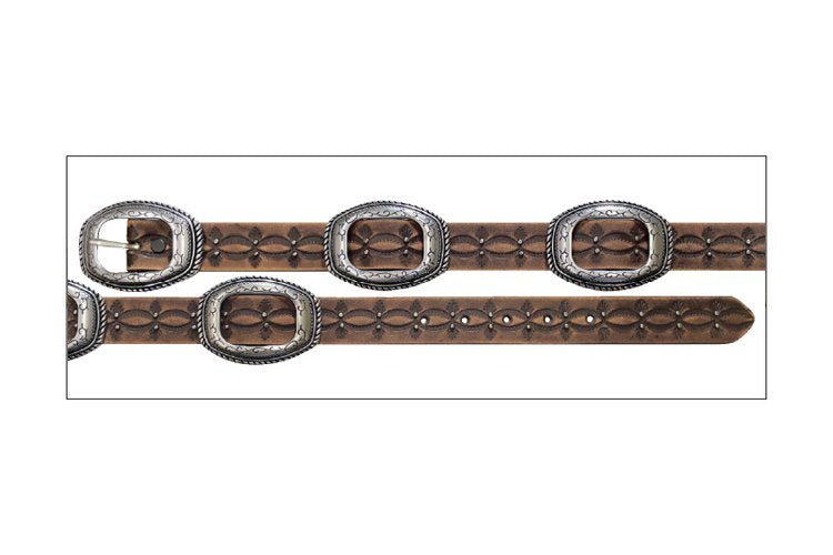 Wrangler Women's Distressed Concho Belt, Brown – full length
