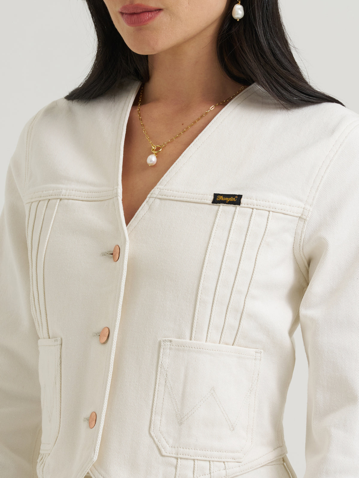 Wrangler Women's X Lainey Wilson Denim Top, White – detail