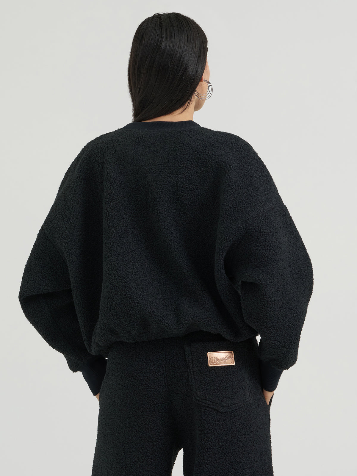 Wrangler Women's X Lainey Wilson Sherpa Sweatshirt, Black – back